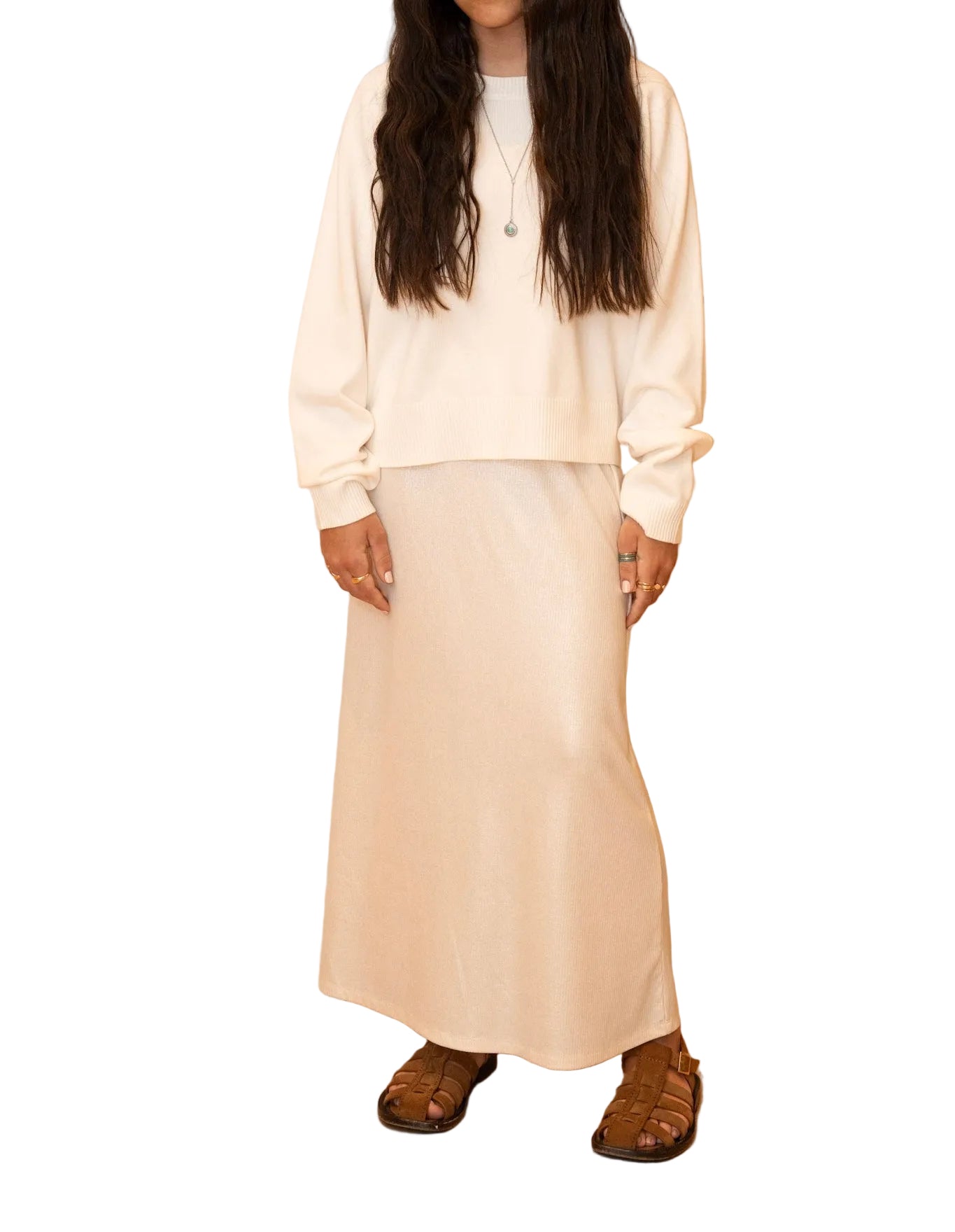 Slip Skirt- Ivory Ribbed