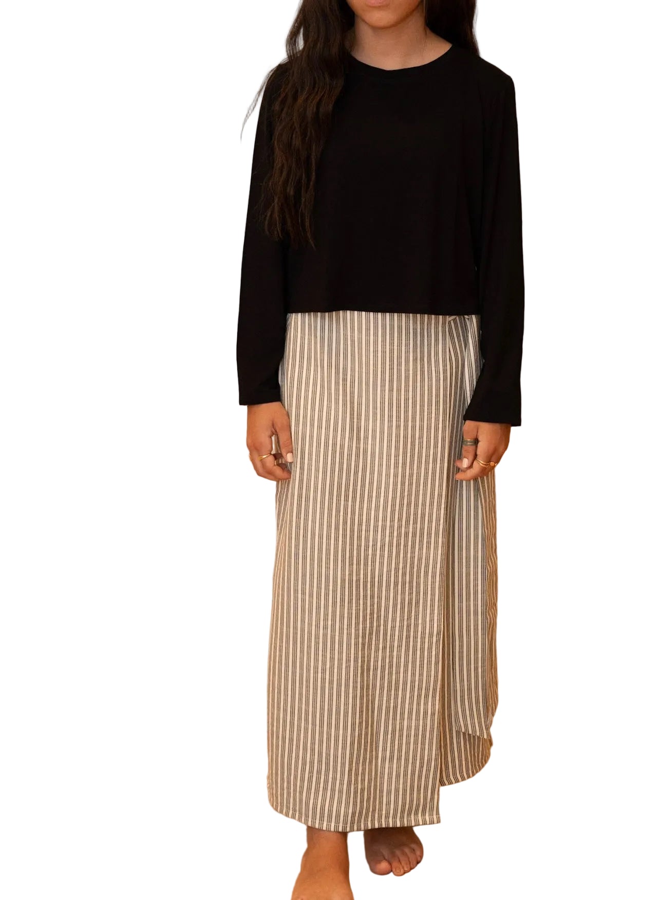 Black Cropped Tee - Long Sleeve