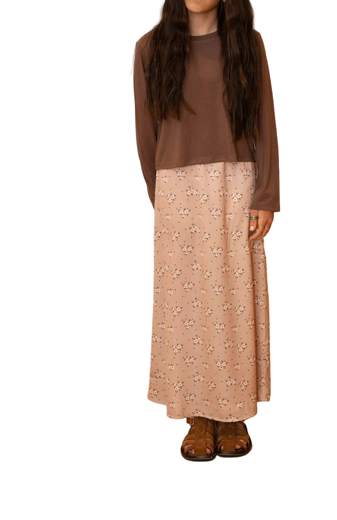 Brown Cropped Tee - Long Sleeve