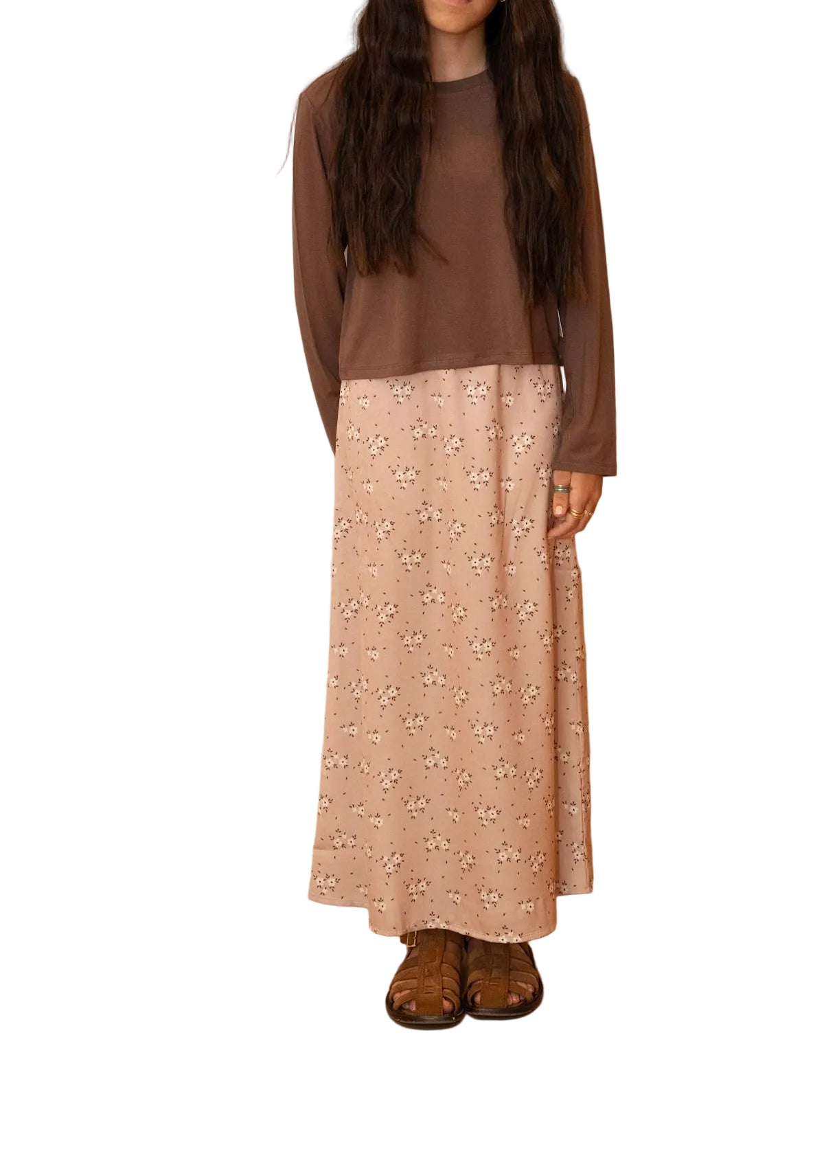 Brown Cropped Tee - Long Sleeve