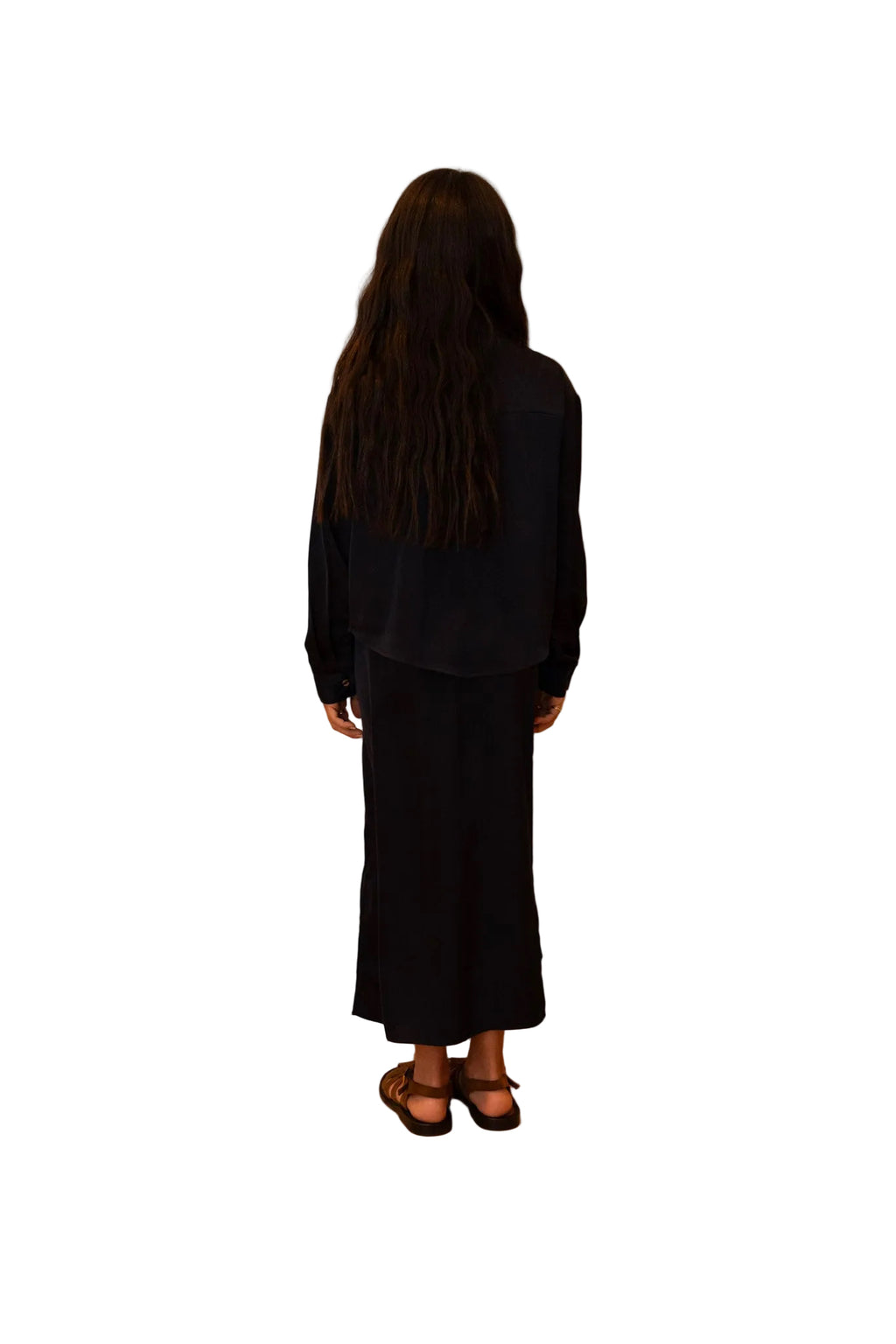 Mandarin Collar Silk Set- Navy