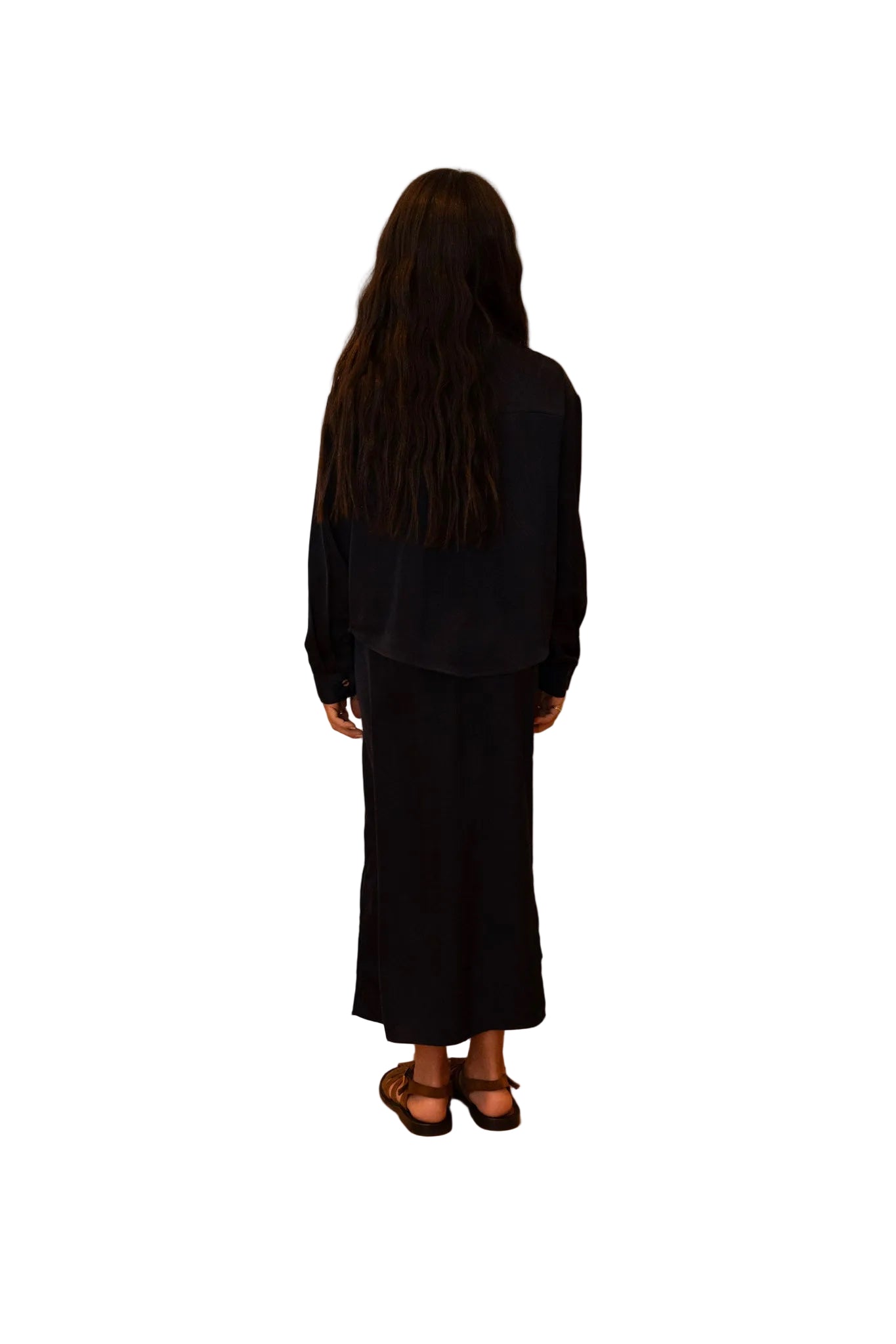 Mandarin Collar Silk Set- Navy