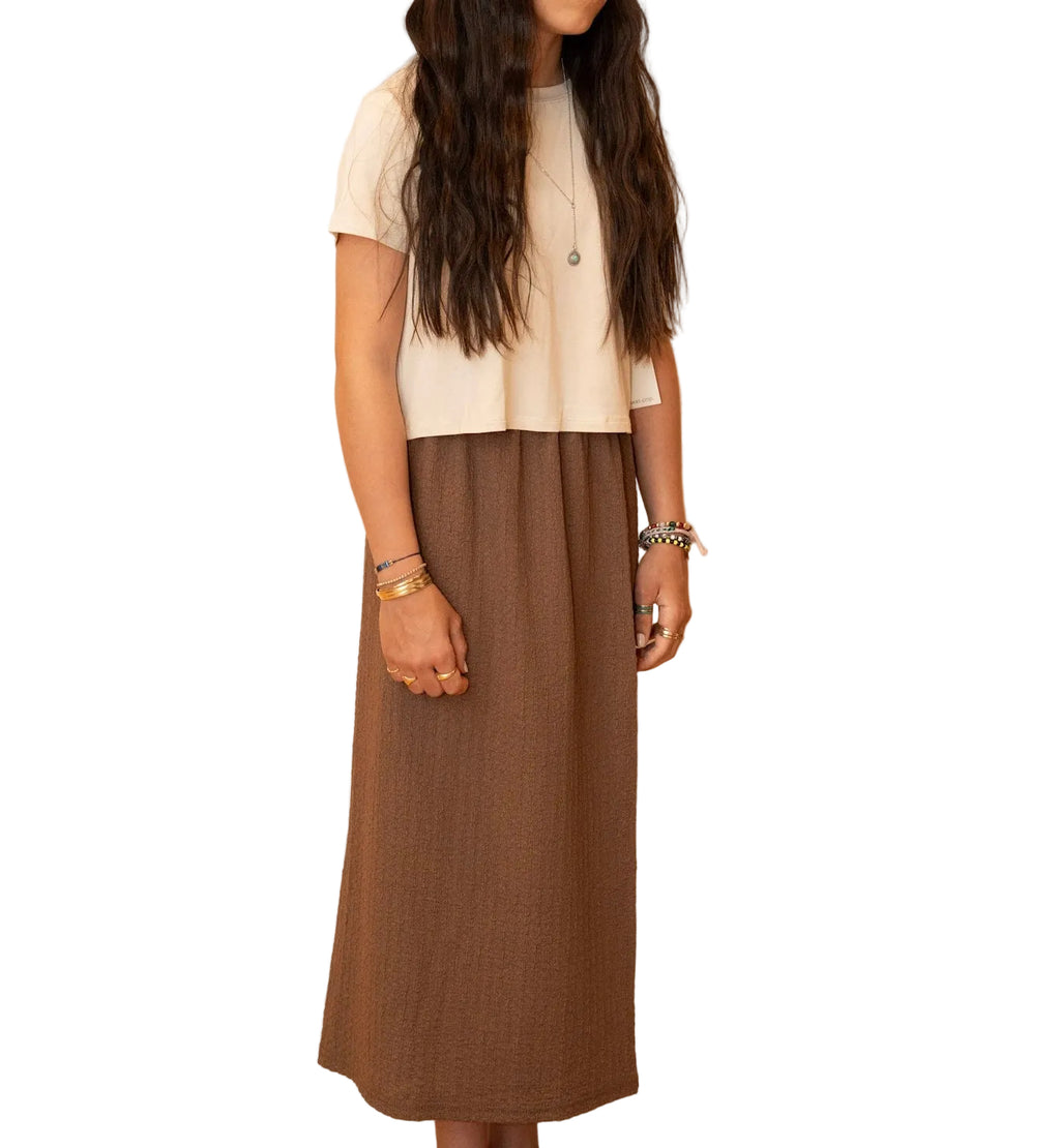 Cropped Short Sleeve Tee- Beige