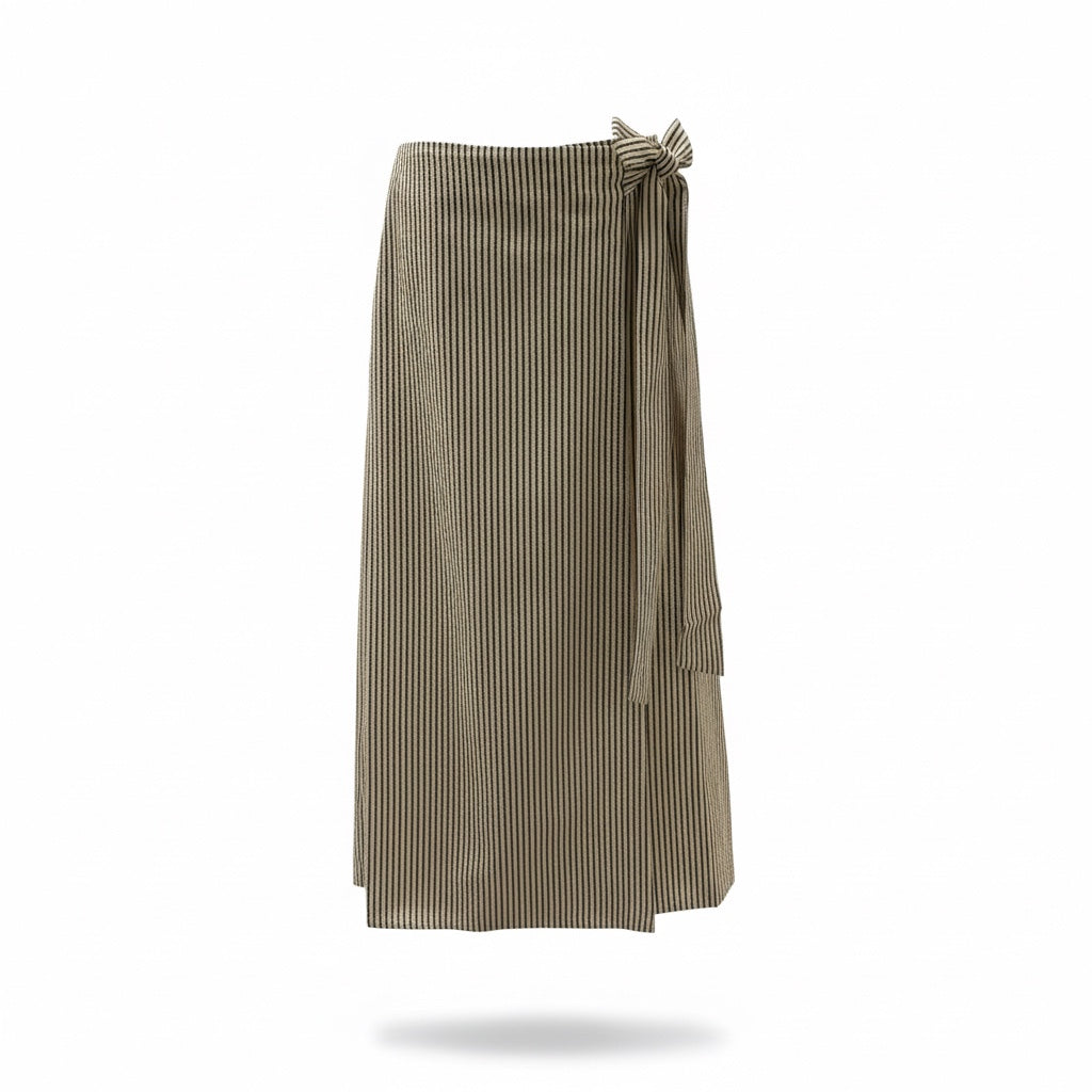Wrap Skirt- Brown Seersucker
